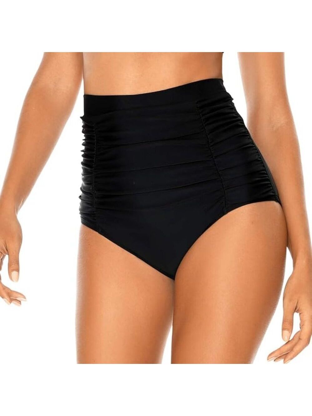 RELLECIGA High Waisted Bikini Bottom Tummy Control Ruched Full Coverage XL
